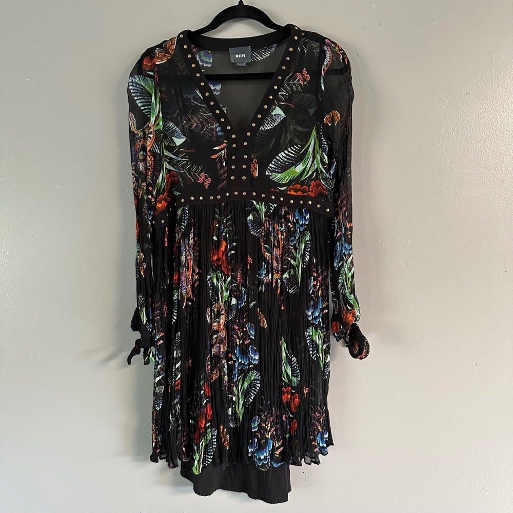 Anthropologie‎ Maeve Nighttime Floral Chiffon Dress